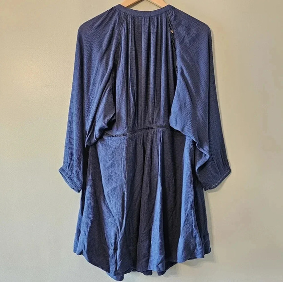 Free People Go Lightly Swing Babydoll Boho Blue  Women's Mini Dress Size Small. - Picture 14 of 16
